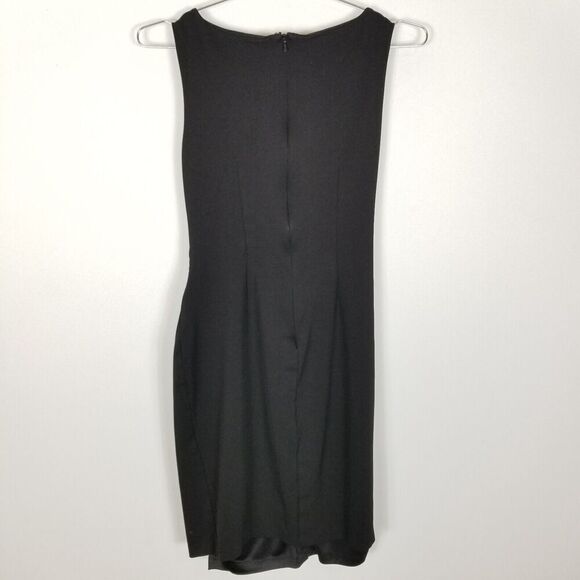 Cache Dress Womens 6 Black LBD Ruched Sleeveless Cutout Front Bodycon Midi - Picture 4 of 5